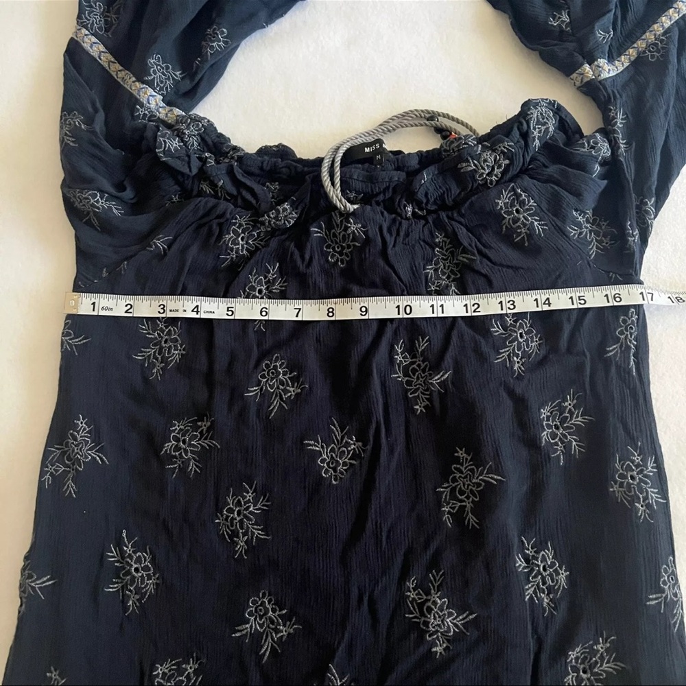Miss Me Women's Boho‎ Off The Shoulder Mini Dress/Cover Up Tassel Blue Medium - Picture 6 of 7
